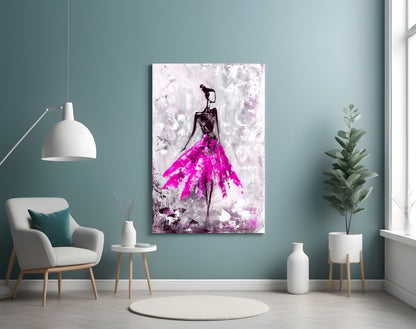 Woman Pink Glass Wall Art