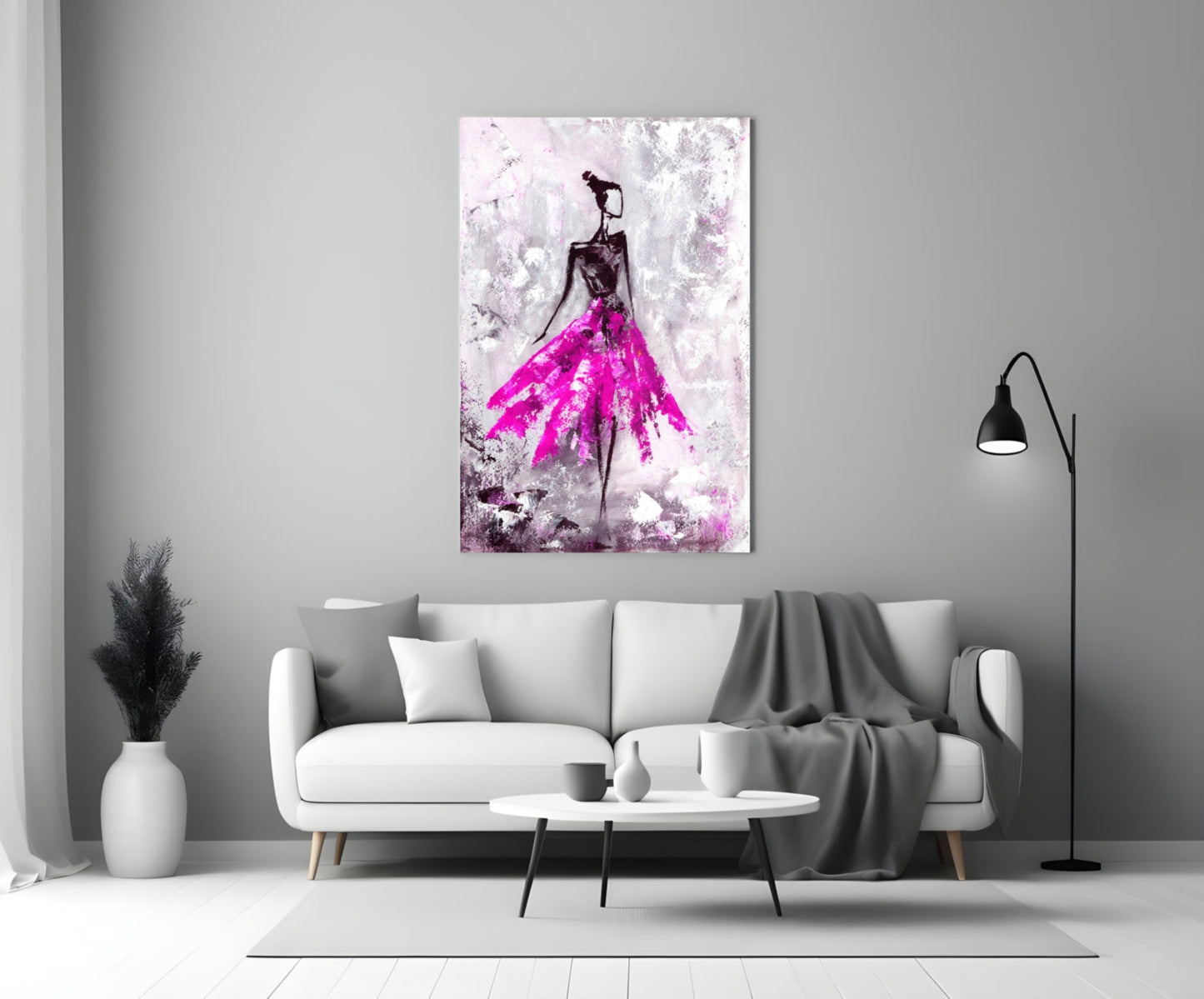 Woman Pink Glass Wall Art