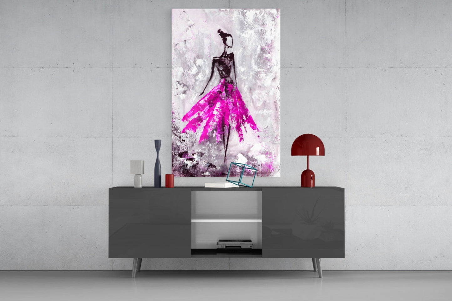 Woman Pink Glass Wall Art