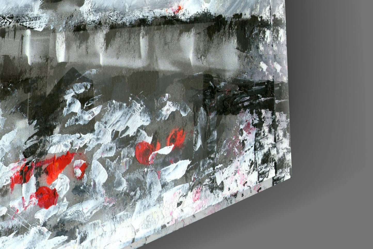 London Rainy Street Red Umbrellas Glass Wall Art