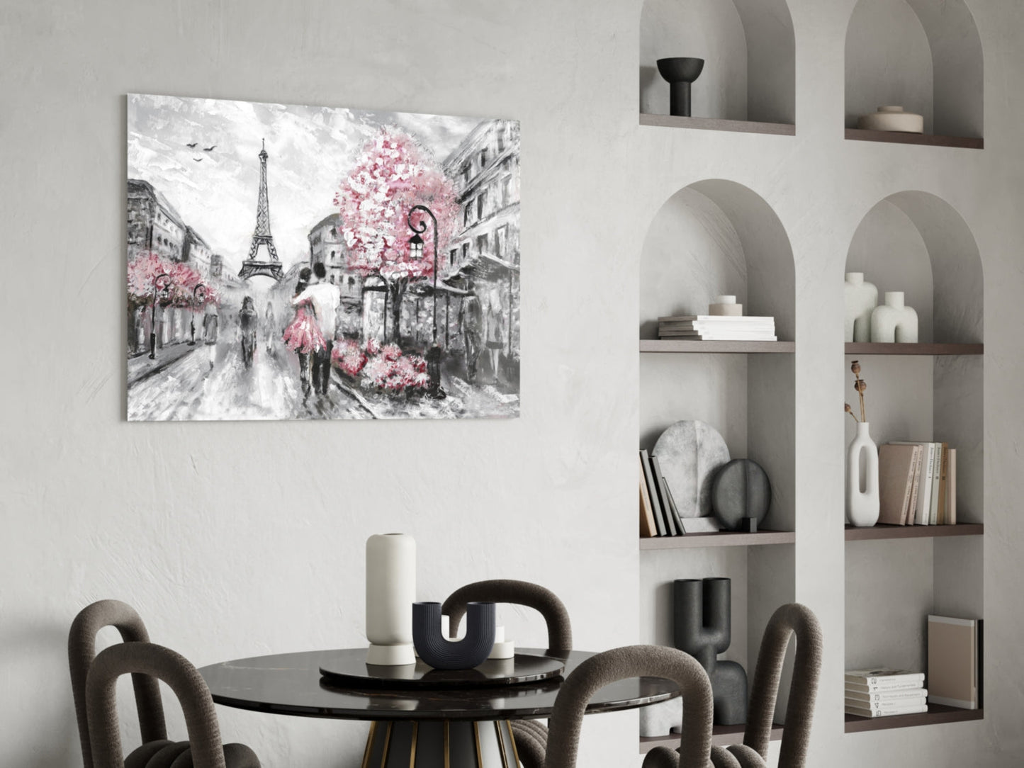 Paris Street Couple Glass Wall Art