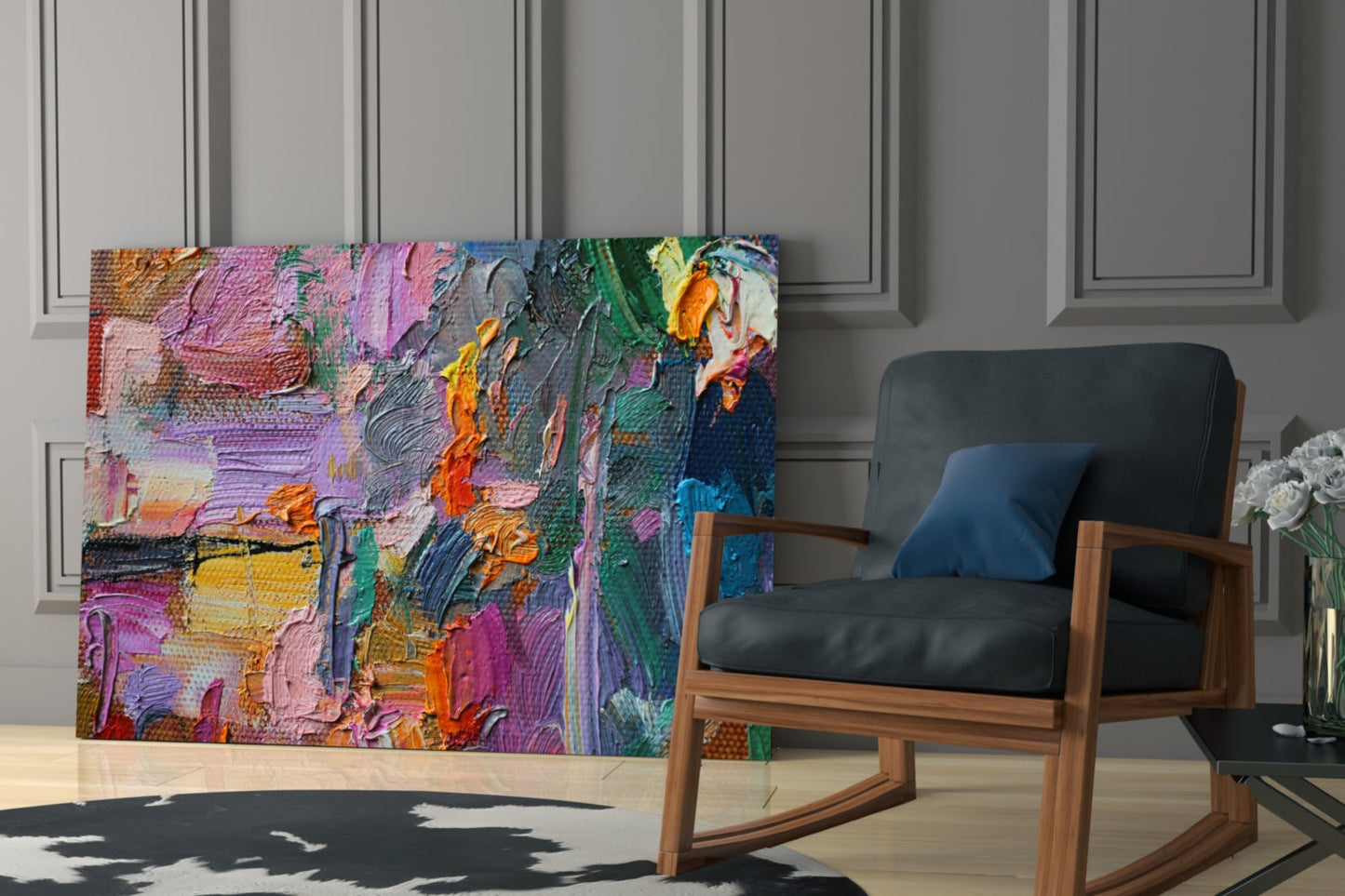 Palette Knife Abstract Glass Wall Art