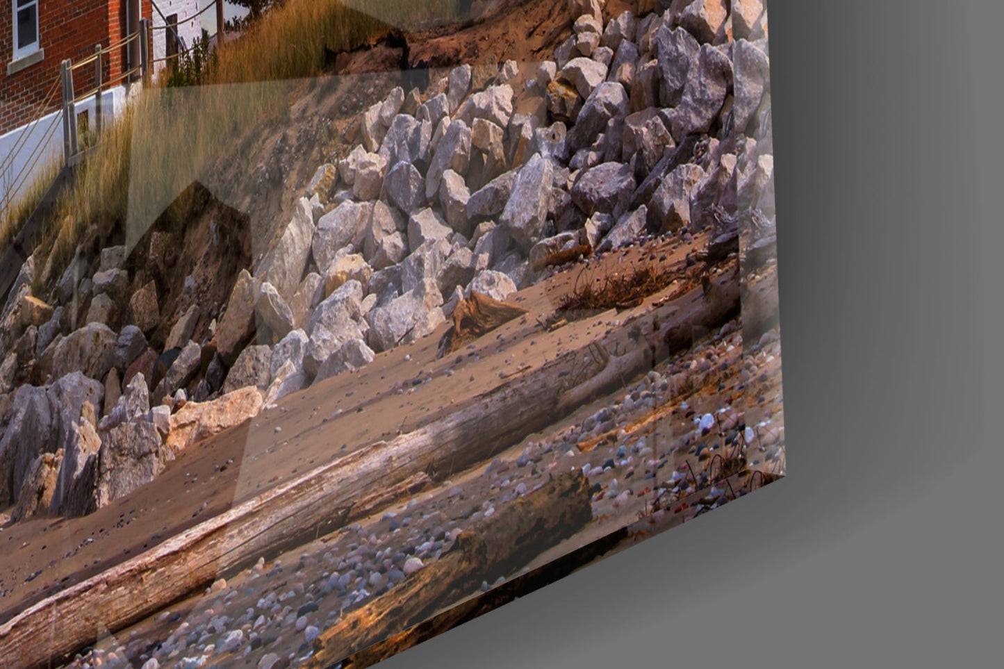 Autumn Shoreline Lighthouse Glass Wall Art