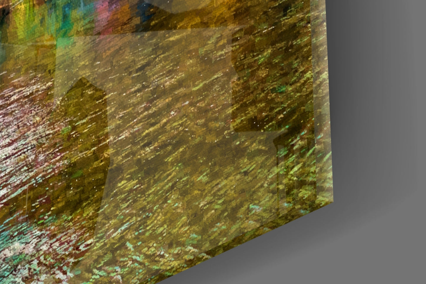 Golden Autumn Lakeside Glass Wall Art