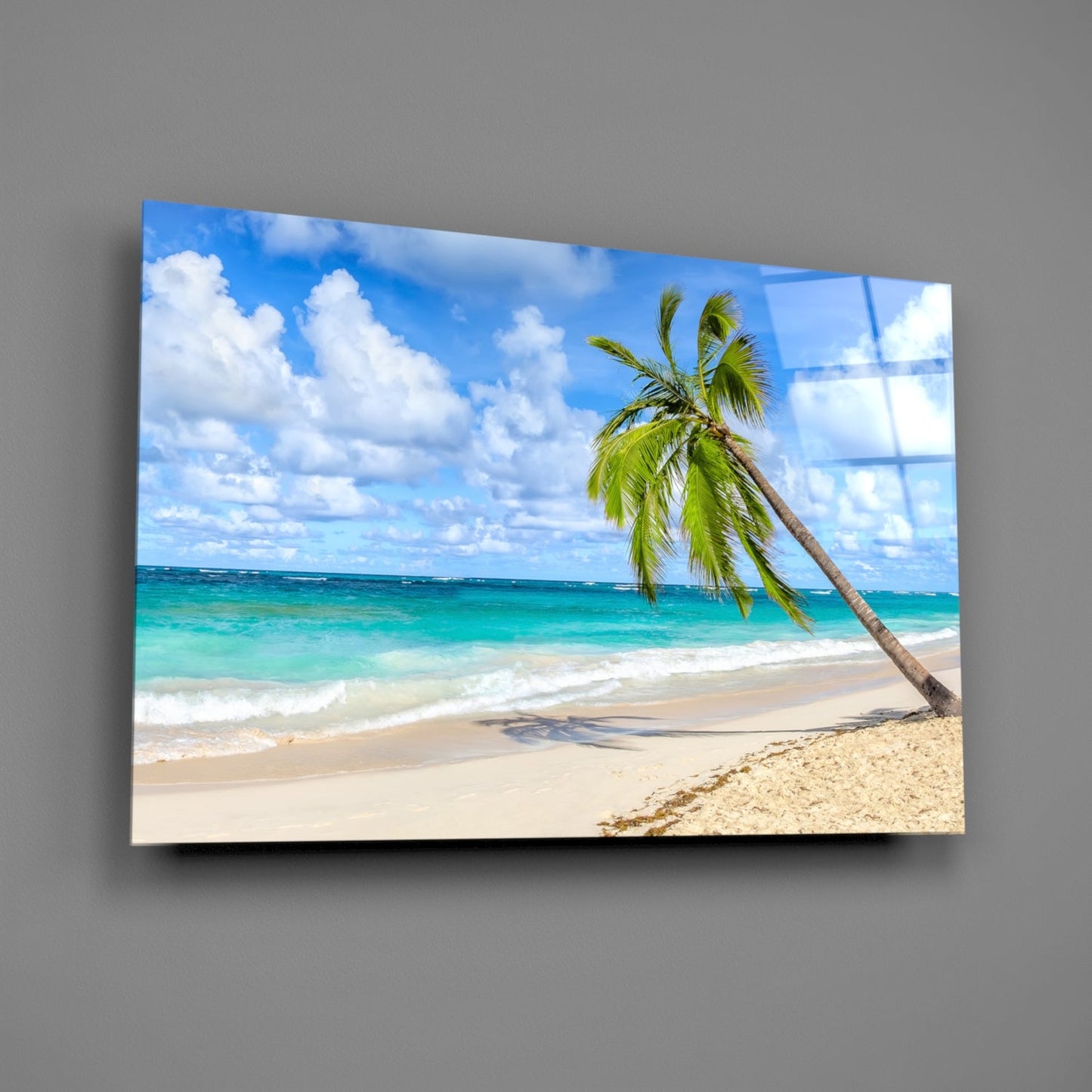 Tropical Palm Beach Glass Wall Art