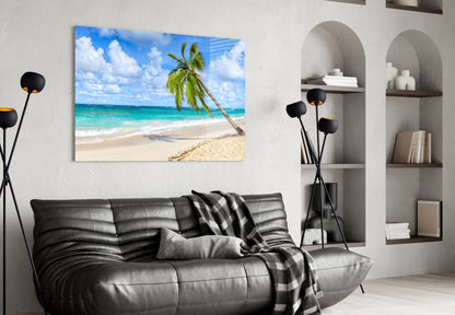 Tropical Palm Beach Glass Wall Art