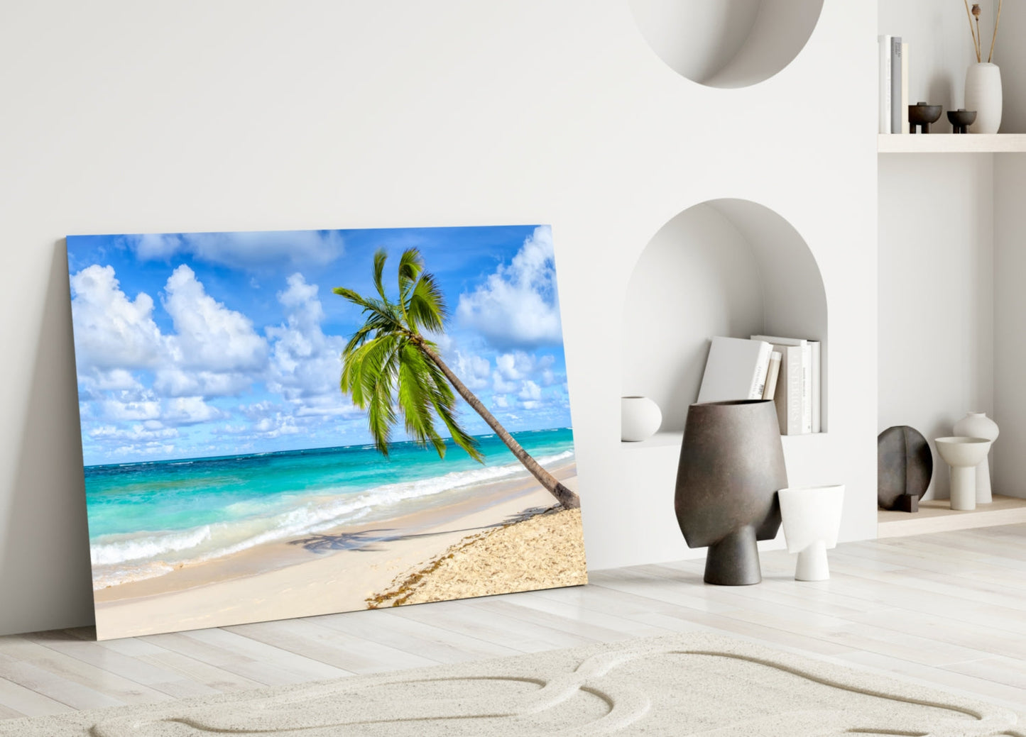 Tropical Palm Beach Glass Wall Art