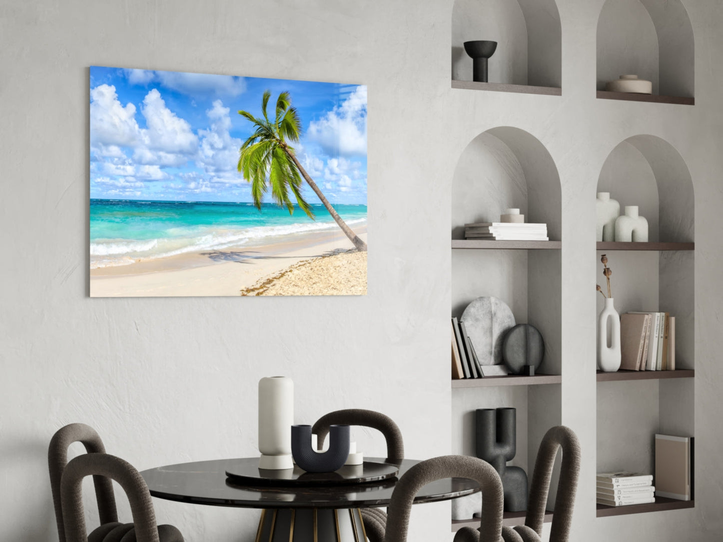 Tropical Palm Beach Glass Wall Art
