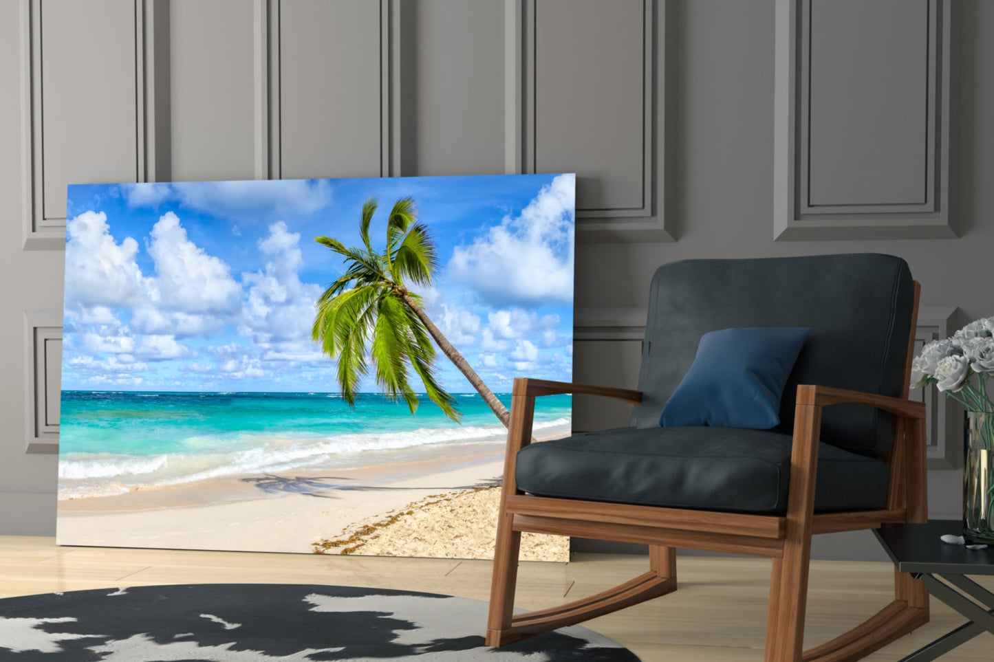Tropical Palm Beach Glass Wall Art