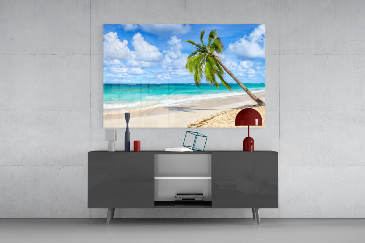 Tropical Palm Beach Glass Wall Art