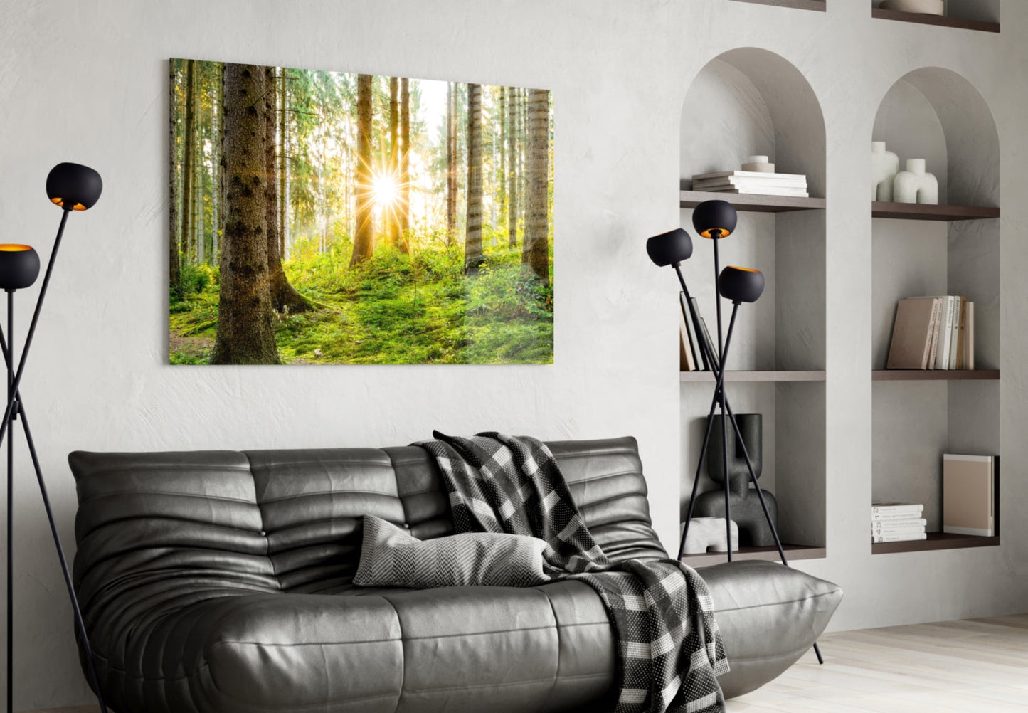 Forest Glass Wall Art Sunbeam Evergreen Print