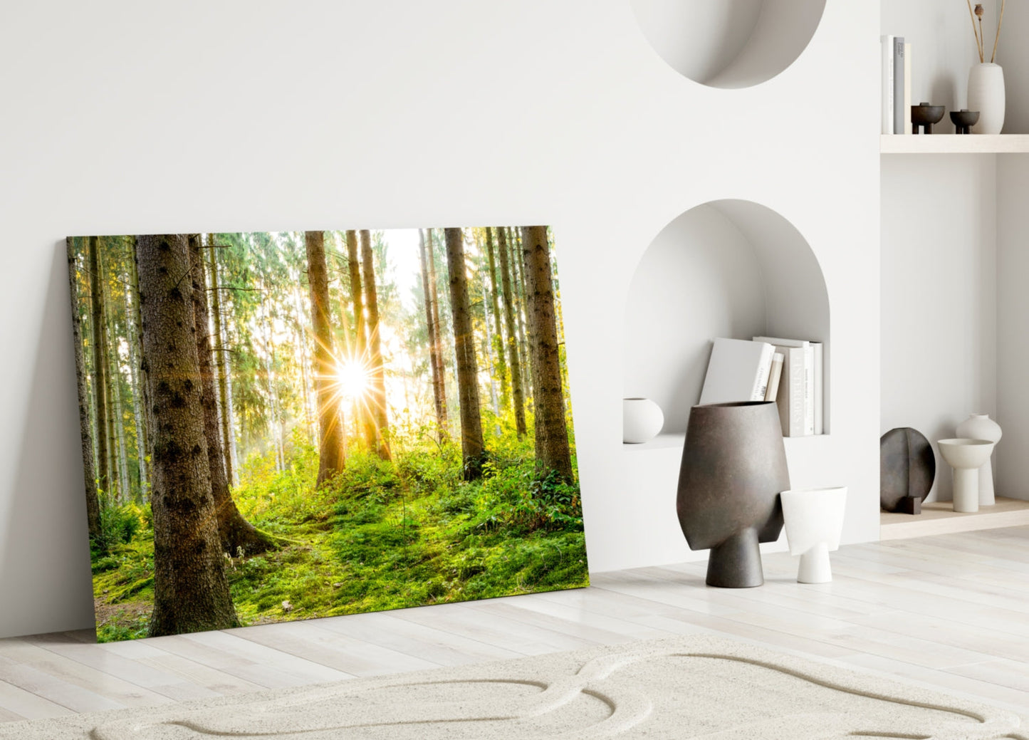 Forest Glass Wall Art Sunbeam Evergreen Print