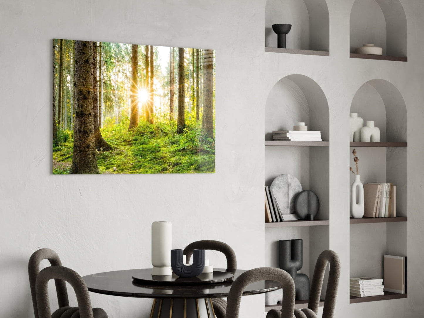 Forest Glass Wall Art Sunbeam Evergreen Print