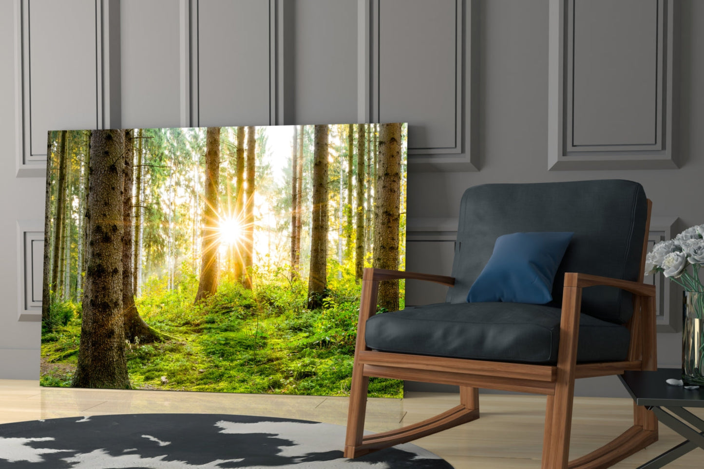 Forest Glass Wall Art Sunbeam Evergreen Print