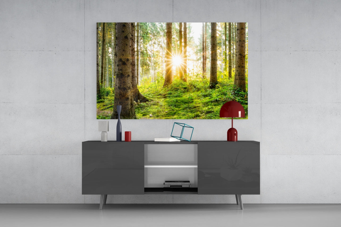 Forest Glass Wall Art Sunbeam Evergreen Print