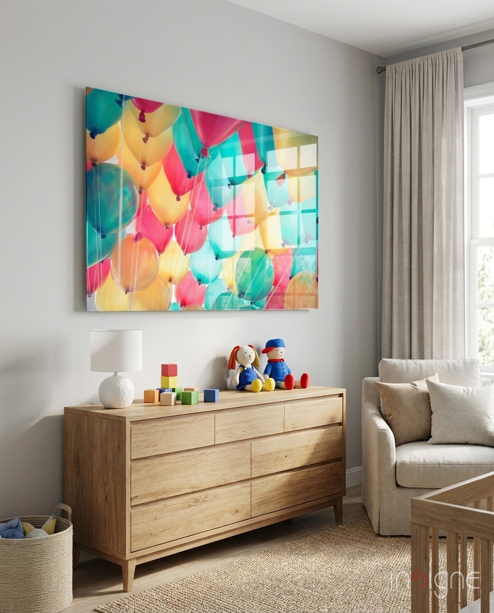 Balloons Glass Wall Art - colorful balloon canopy on tempered glass