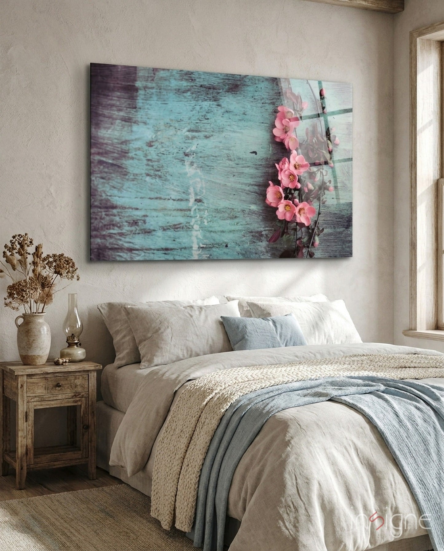 Pastel flower glass wall art