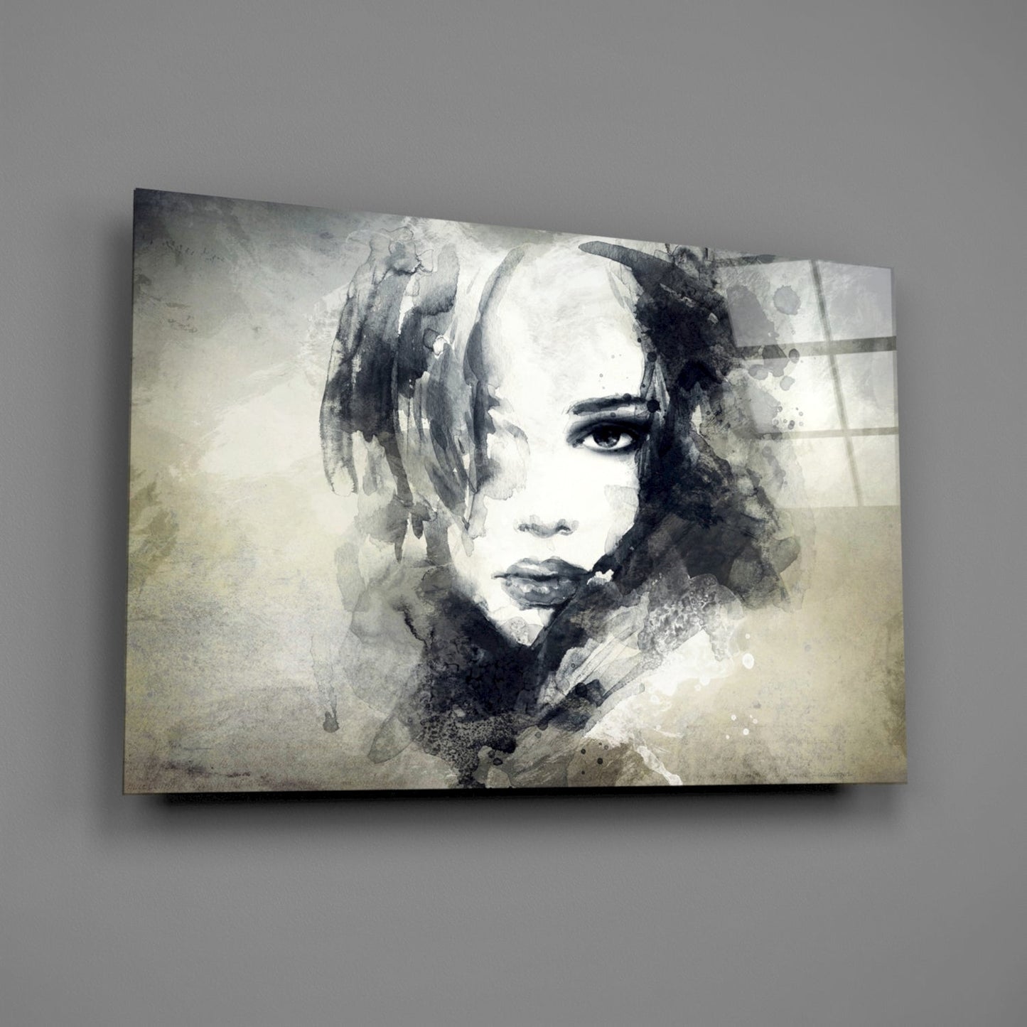 Watercolor Sketch Portrait Glass Wall Art
