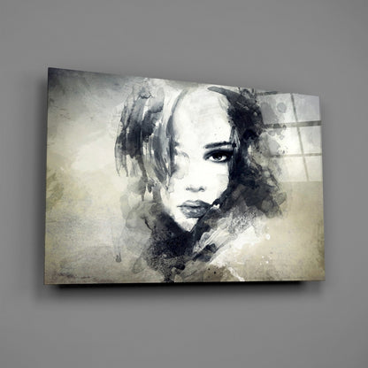 Watercolor Sketch Portrait Glass Wall Art