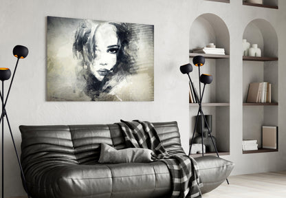 Watercolor Sketch Portrait Glass Wall Art