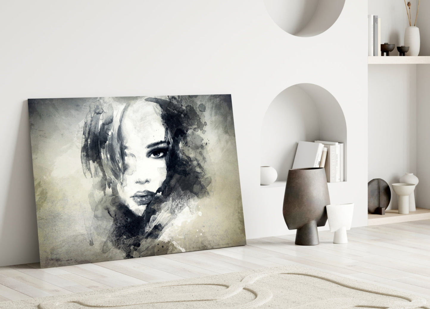 Watercolor Sketch Portrait Glass Wall Art