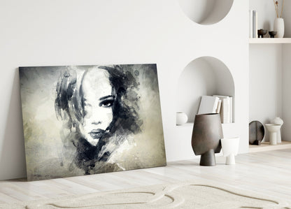 Watercolor Sketch Portrait Glass Wall Art