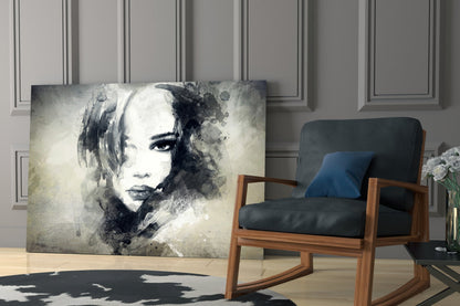 Watercolor Sketch Portrait Glass Wall Art