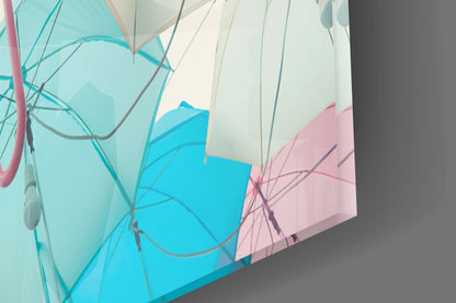 Pastel Umbrellas Glass Wall Art