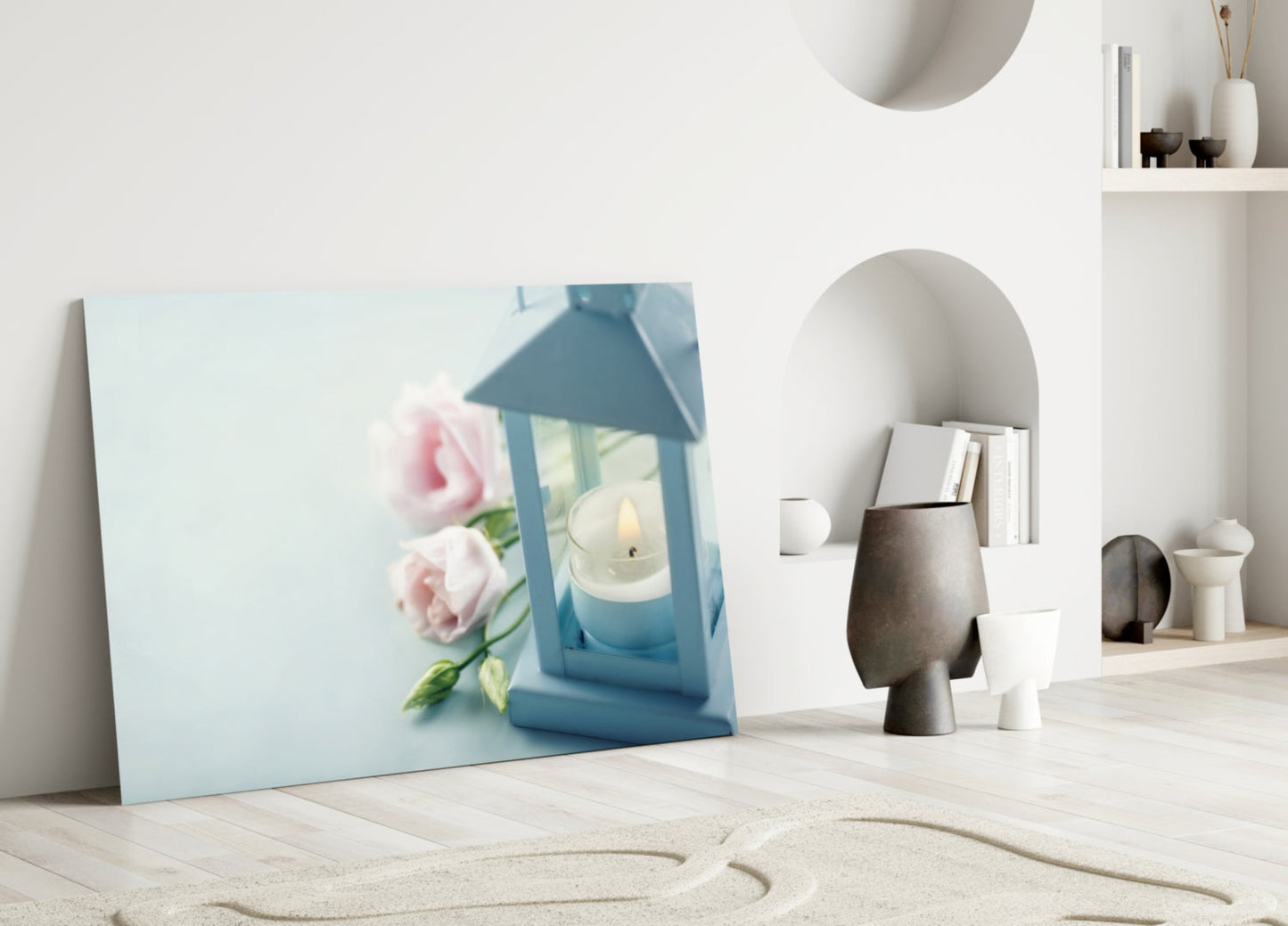 Candle & Rose Glass Wall Art
