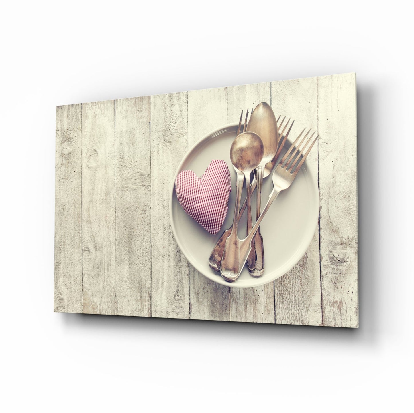 Pink Heart Rustic Table Glass Wall Art