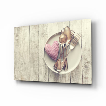 Pink Heart Rustic Table Glass Wall Art