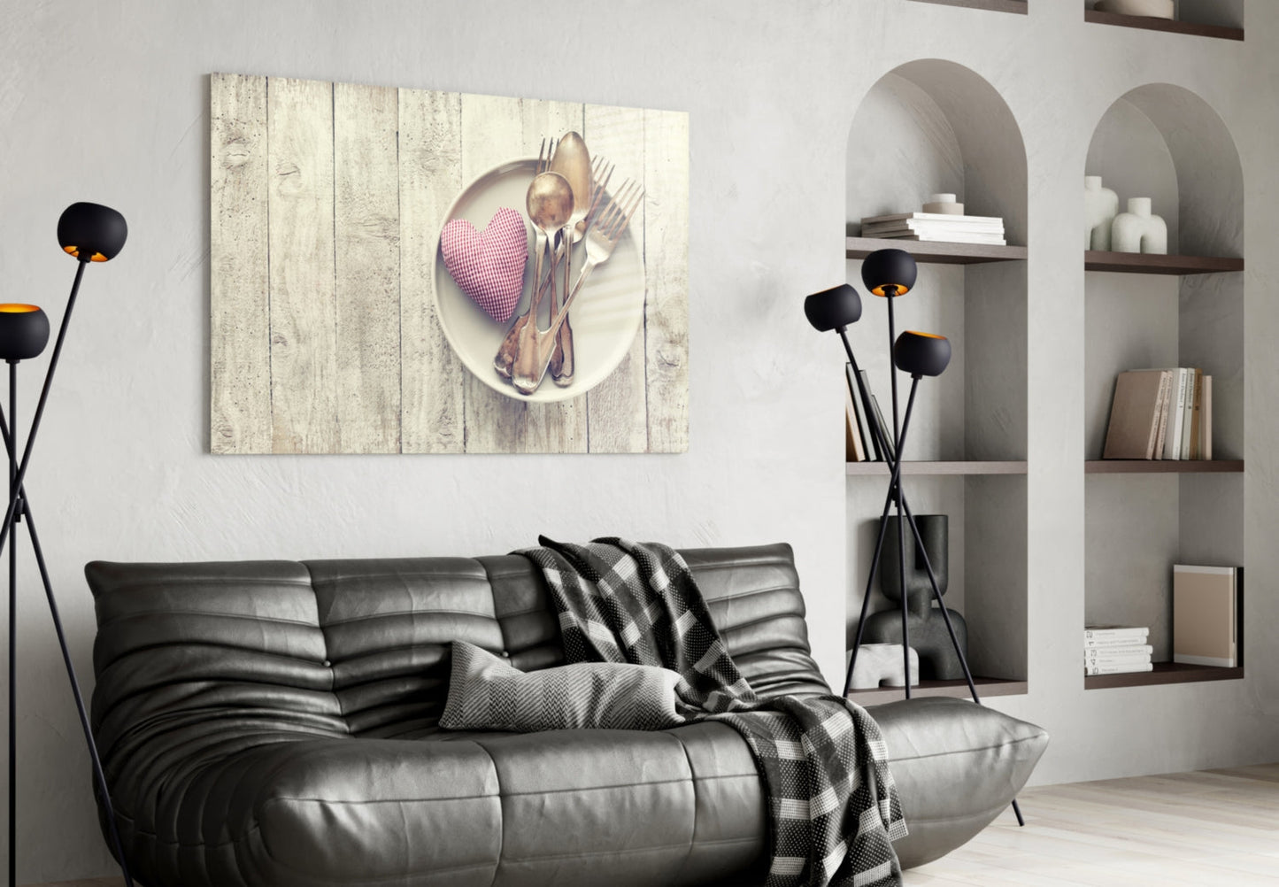 Pink Heart Rustic Table Glass Wall Art
