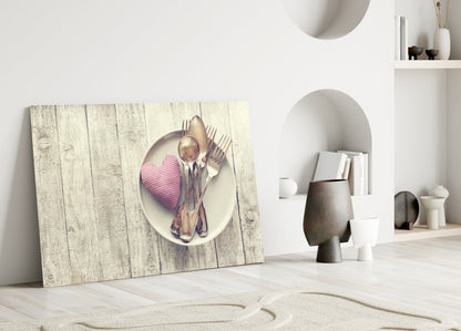 Pink Heart Rustic Table Glass Wall Art