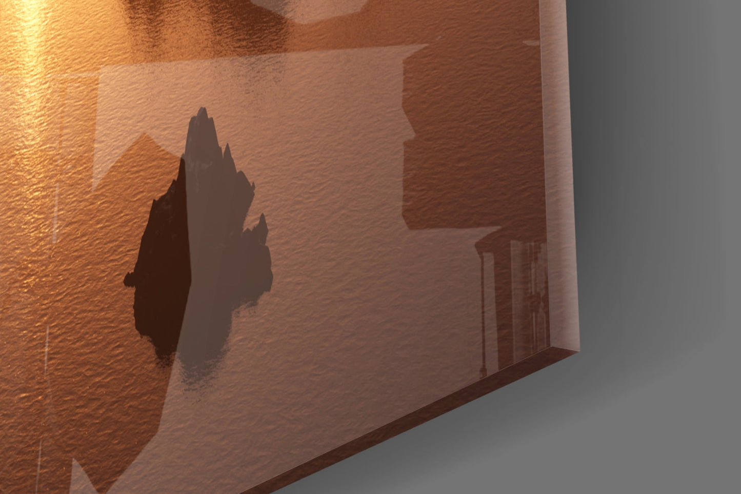 Fantasy Mountain Reflection Glass Wall Art, Sunset Peaks