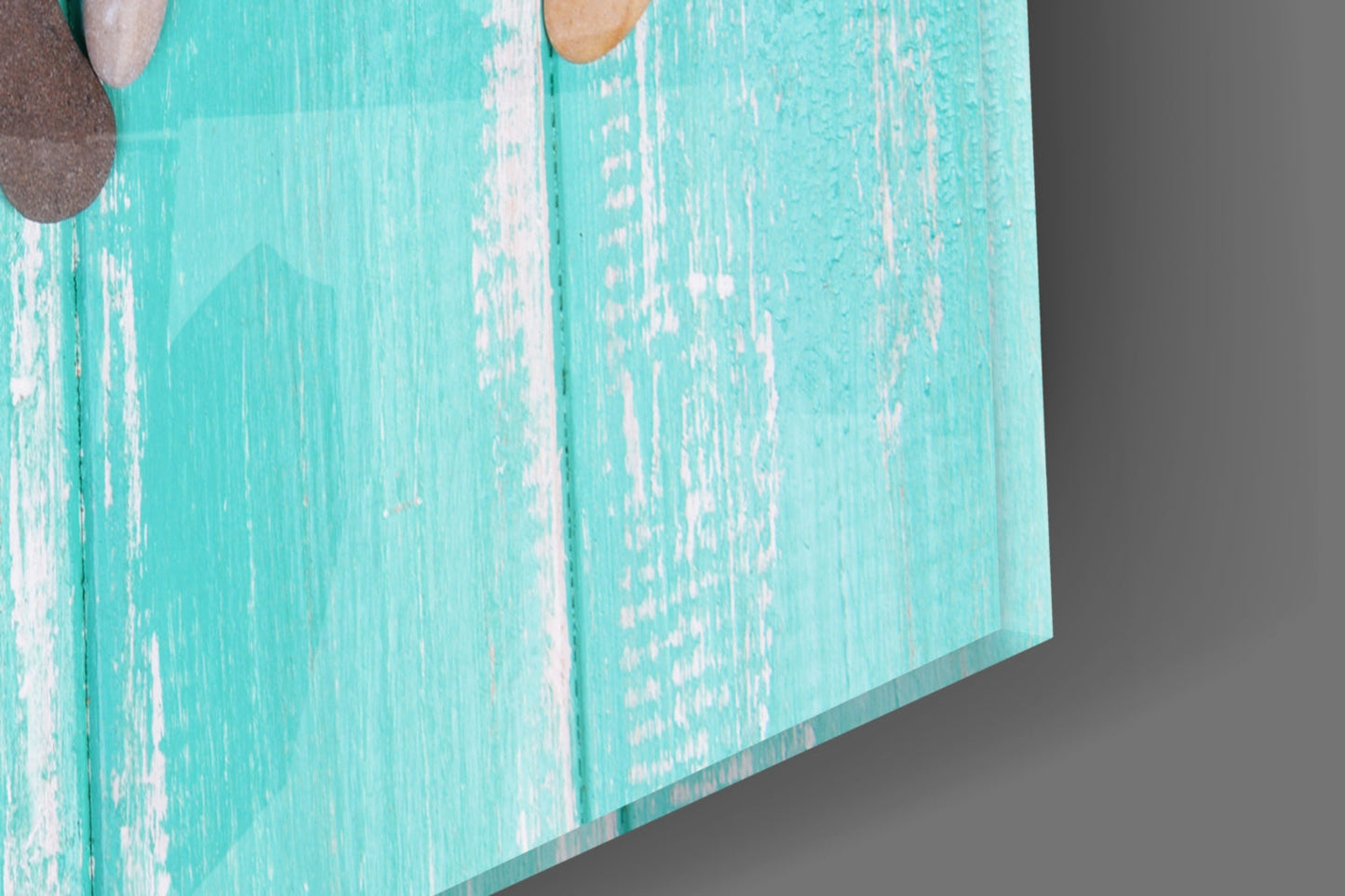 Pebble Love Letters on Turquoise Wood Glass Wall Art