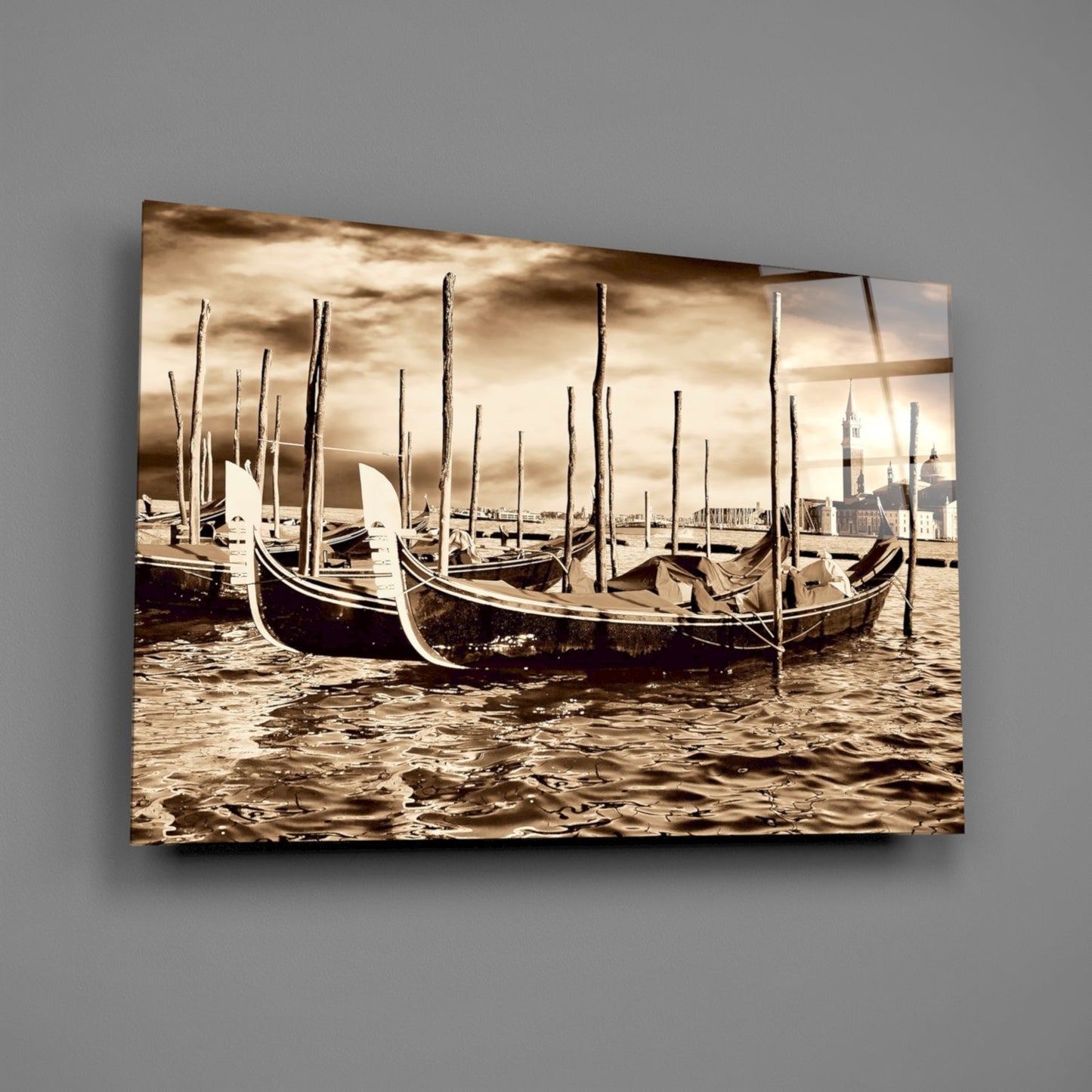 Venice Glass Wall Art - Gondola Scene