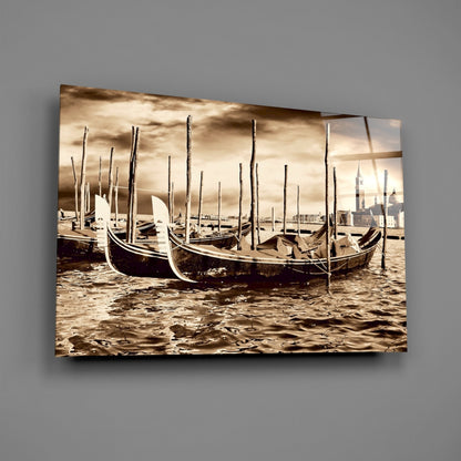 Venice Glass Wall Art - Gondola Scene