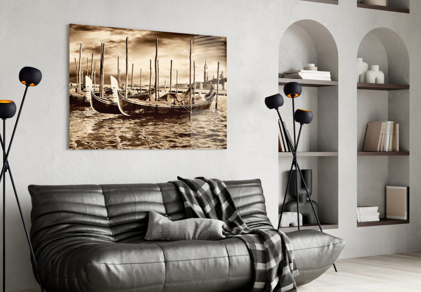 Venice Glass Wall Art - Gondola Scene