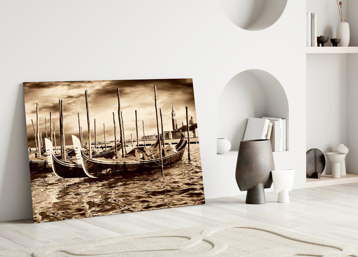 Venice Glass Wall Art - Gondola Scene