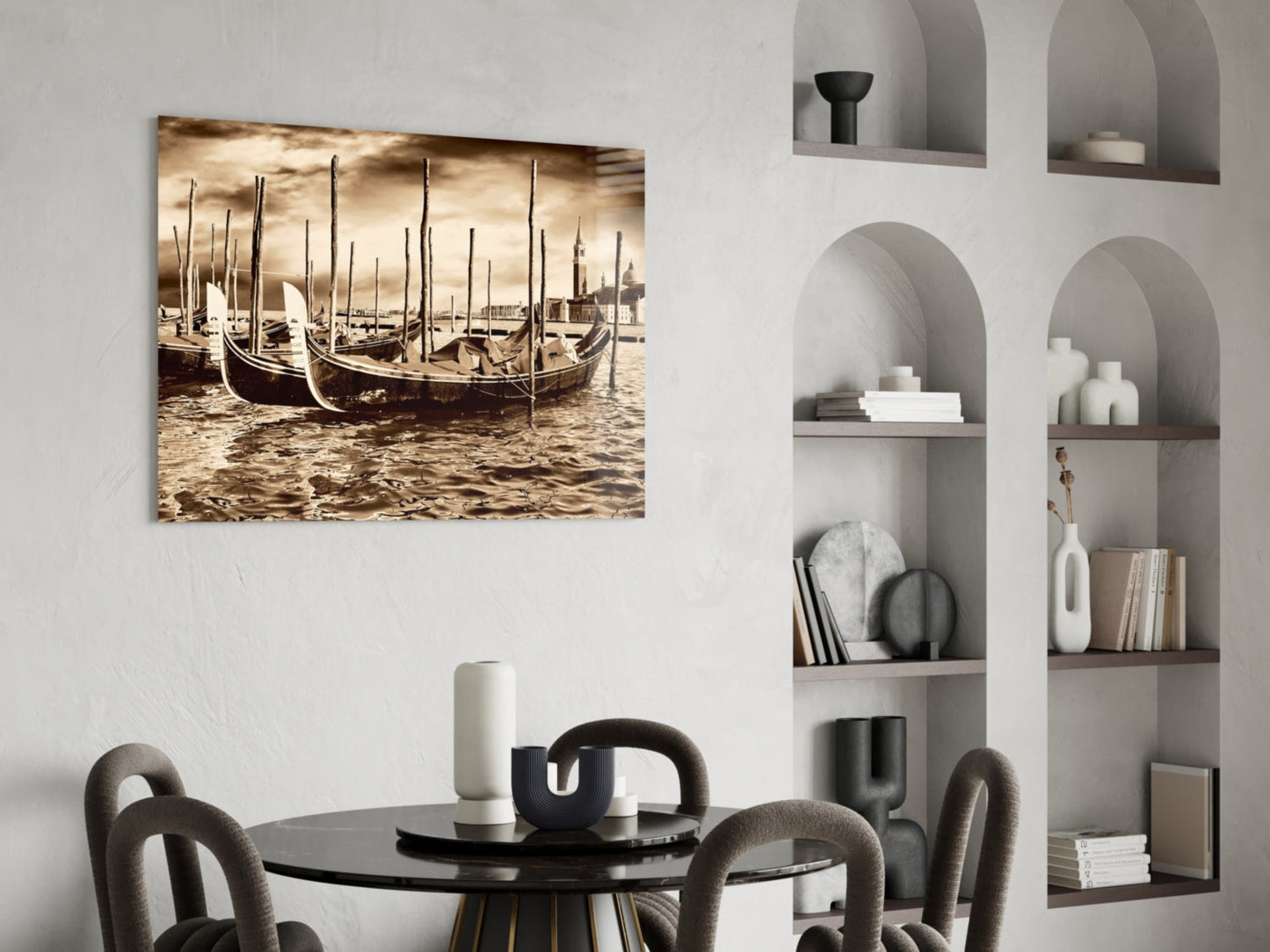 Venice Glass Wall Art - Gondola Scene