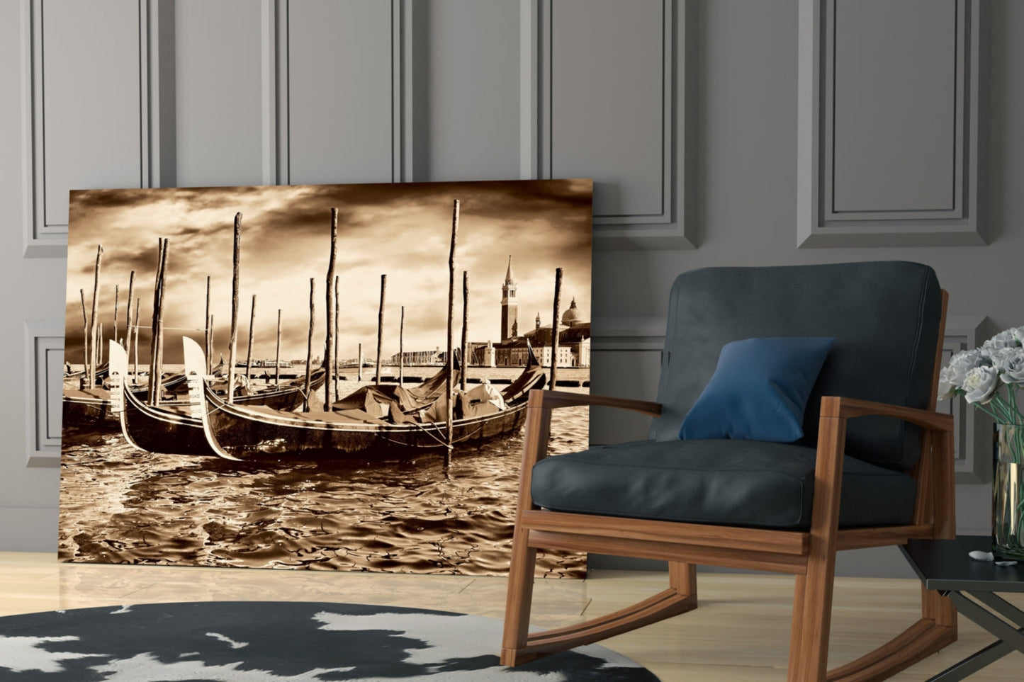 Venice Glass Wall Art - Gondola Scene