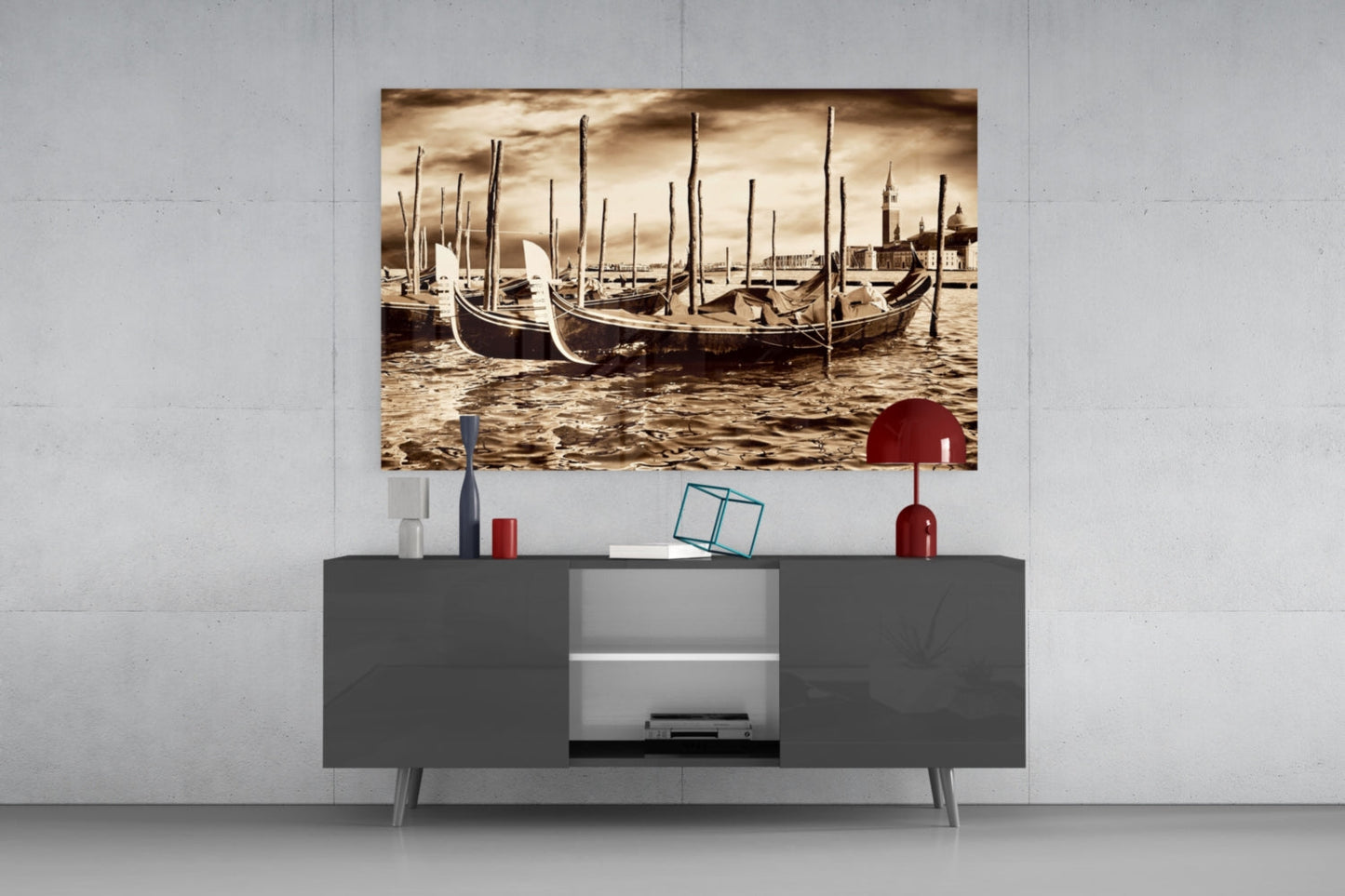 Venice Glass Wall Art - Gondola Scene