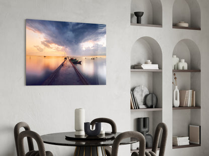Moored Fishing Boats Glass Wall Art