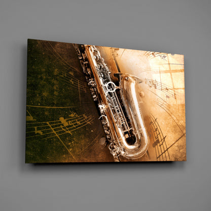 Saxophone Music Glass Wall Art
