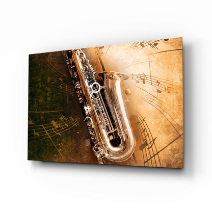 Saxophone music tempered glass wall art print