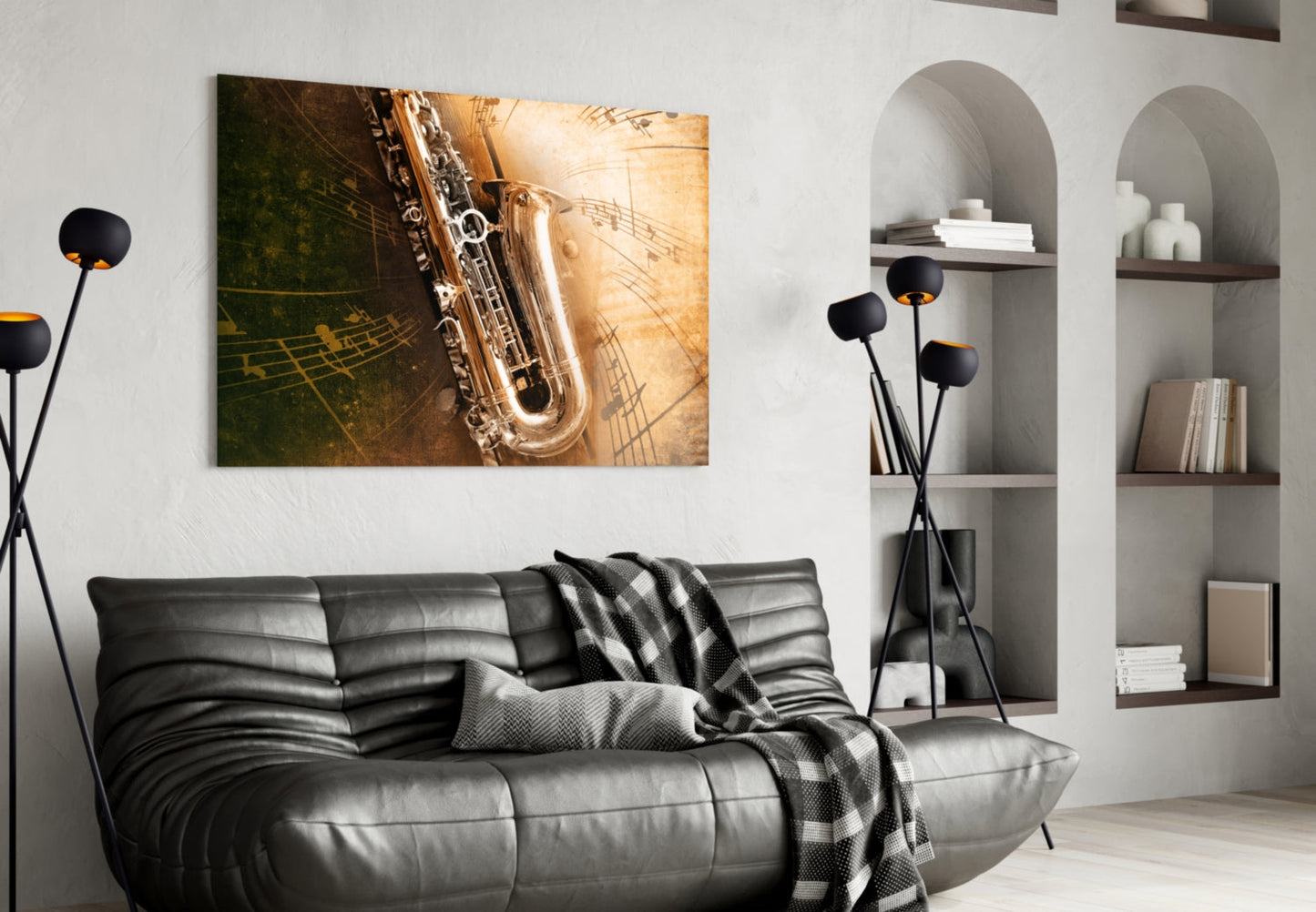 Saxophone Music Glass Wall Art