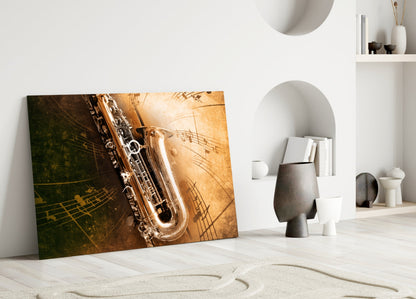 Saxophone Music Glass Wall Art