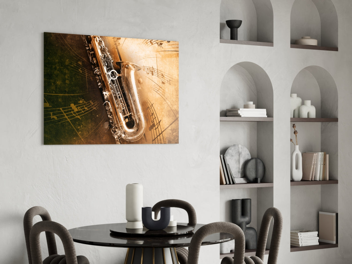Saxophone Music Glass Wall Art