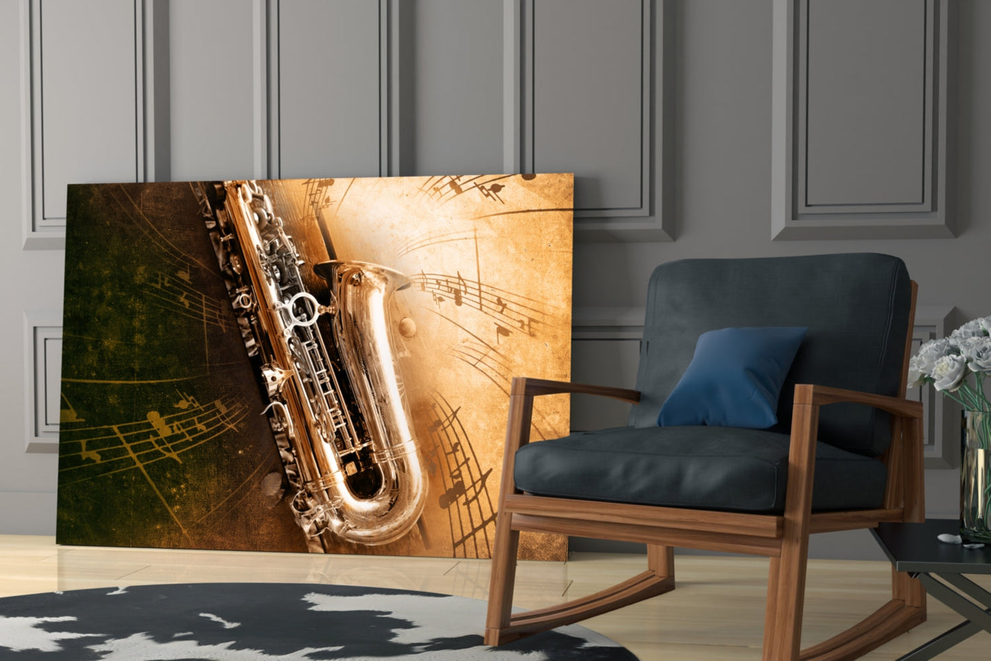 Saxophone Music Glass Wall Art