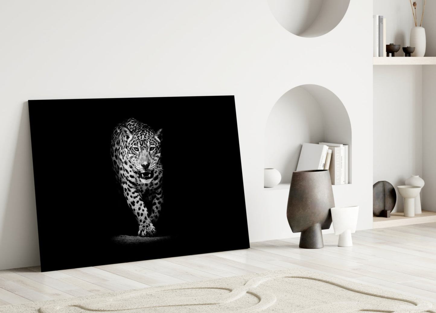 Prowling Leopard Glass Wall Art